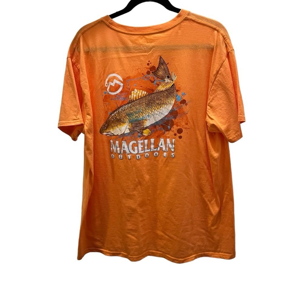 Magellan Outdoors Light Orange Bash Fish Graphic Print Short Sleeve Top Women XL